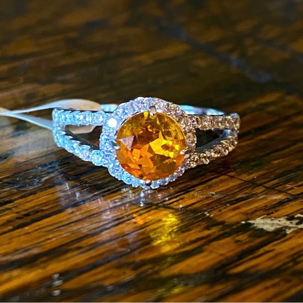 Faux Topaz Halo Ring